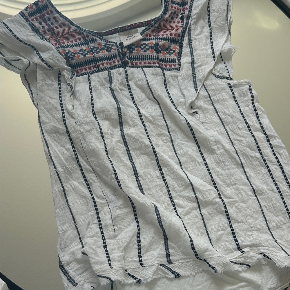 Knox Rose- Embroidered White and Black Women's Top